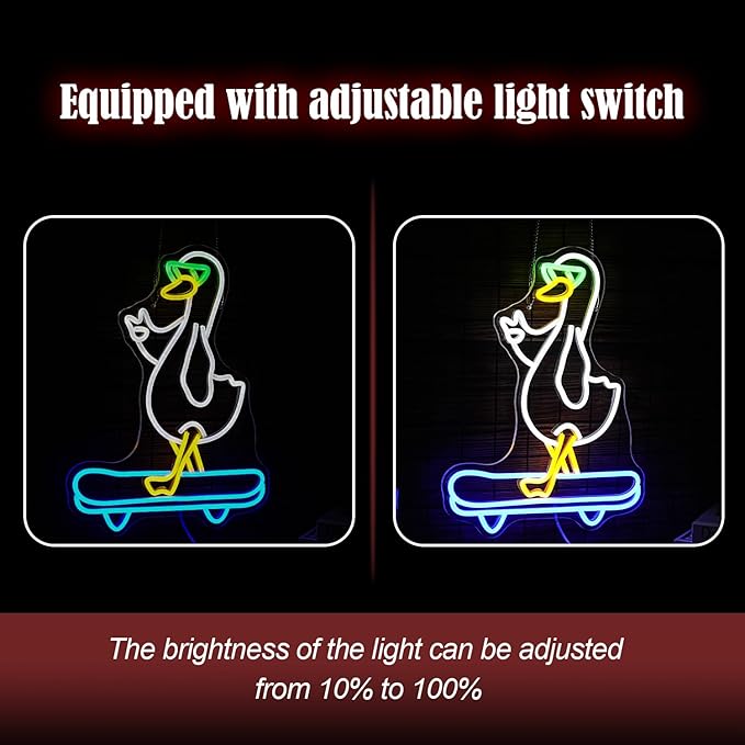 Duck Neon Sign Cool Skateboard Glasses Duck Neon Light - Image 4