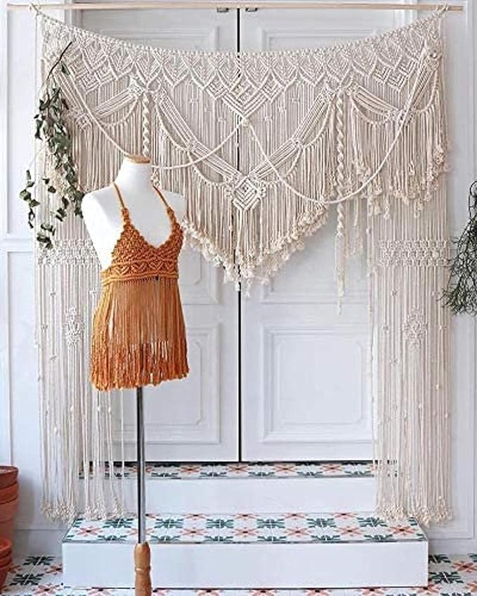 S.N.HANDICRAFTS Macrame Large Curtain Bohemian Boho Decoration Backdrop Wedding - Image 2