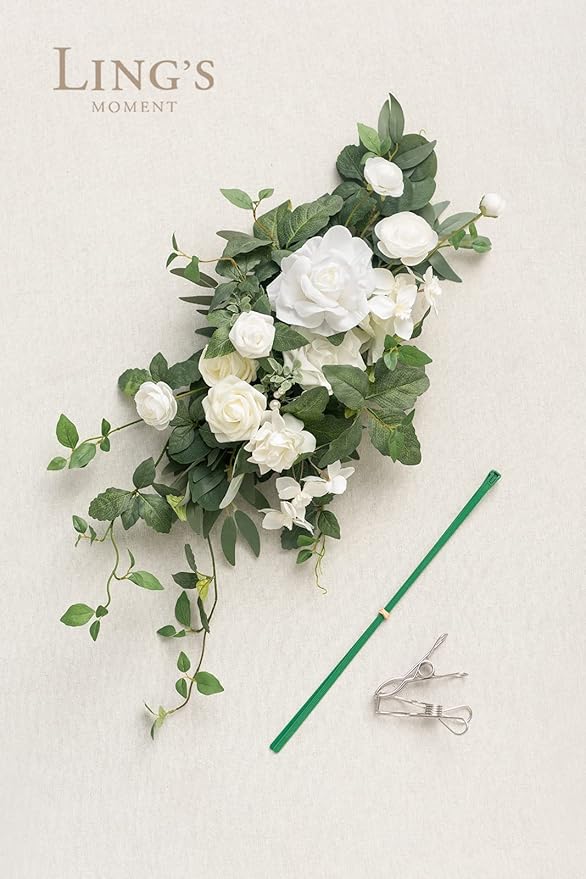 Ling's Moment Wedding Floral Swag Welcome Sign Artificial Flowers Backdrop - Image 5