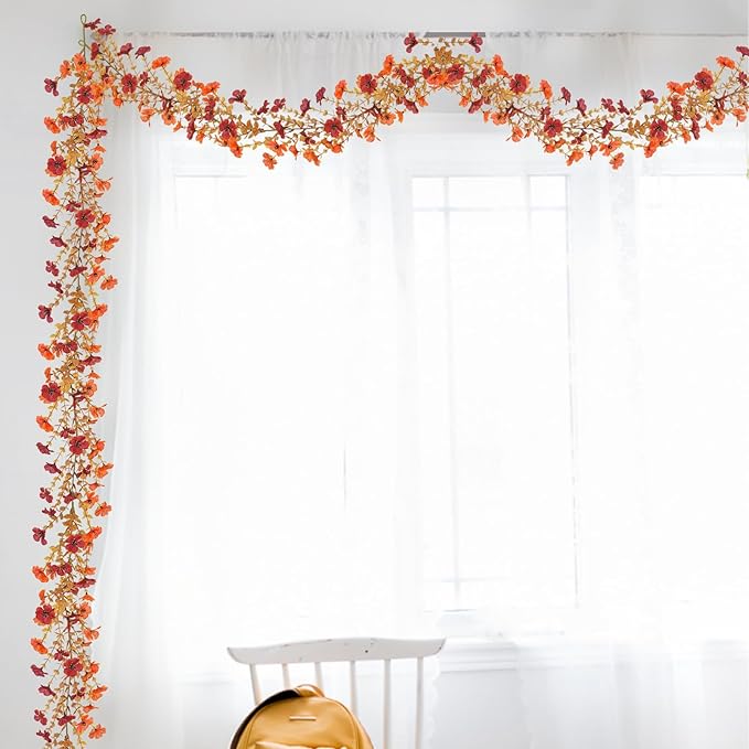 2 Pack Artificial Fall Flowers Garland, 6 FT Fall Decorations UV Resistant Fake - Image 7