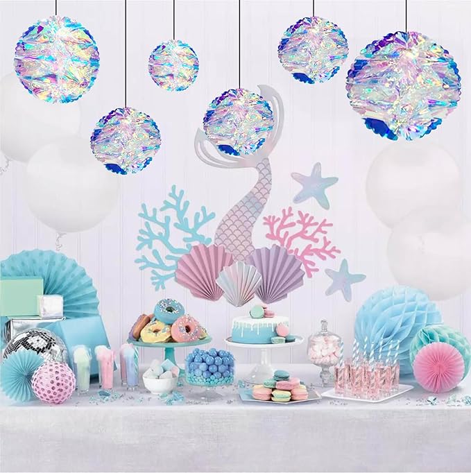 ZYOOO 3pcs Iridescent Honeycomb Balls, Shiny Rainbow Foil Ceiling Hanging - Image 5