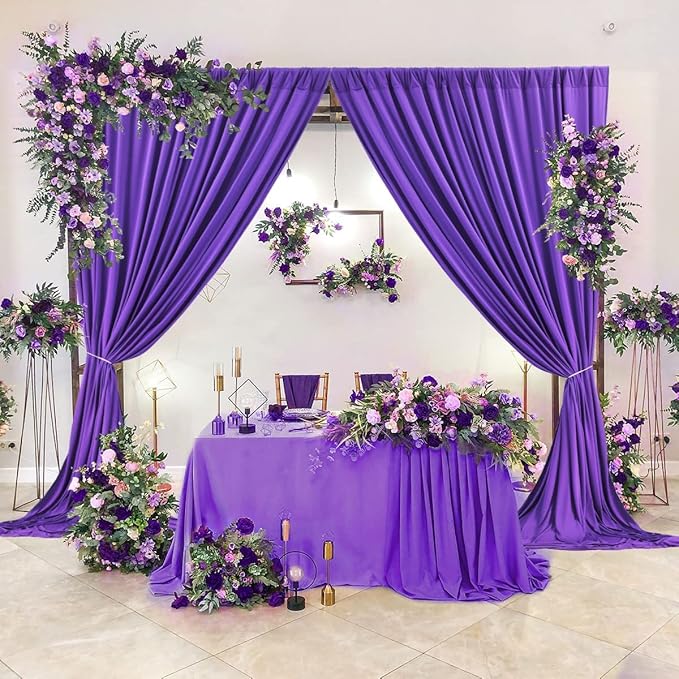 AK TRADING CO. 10 feet x 10 feet Purple IFR Polyester Backdrop Drapes Curtains - Image 3