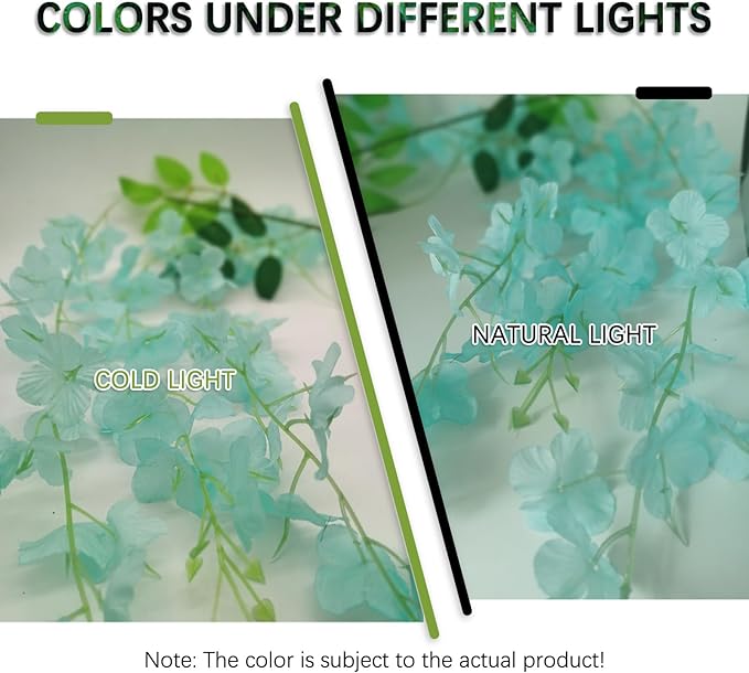 12 Pack Teal Wisteria Hanging Flowers Garland, 3.77 Feet Artificial Flower Vines - Image 2