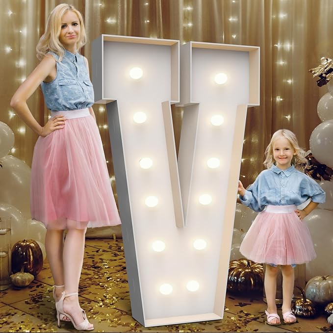 4FT Marquee Light Up Letters V, Party Decoration Large Marquee Light Up Letters by Teebloom