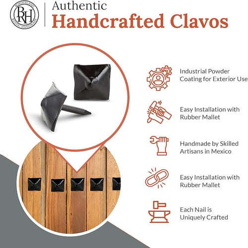 10 Pack 0.75" Square Head Iron Clavos Decorative Nails – Black – Handmade - Image 2