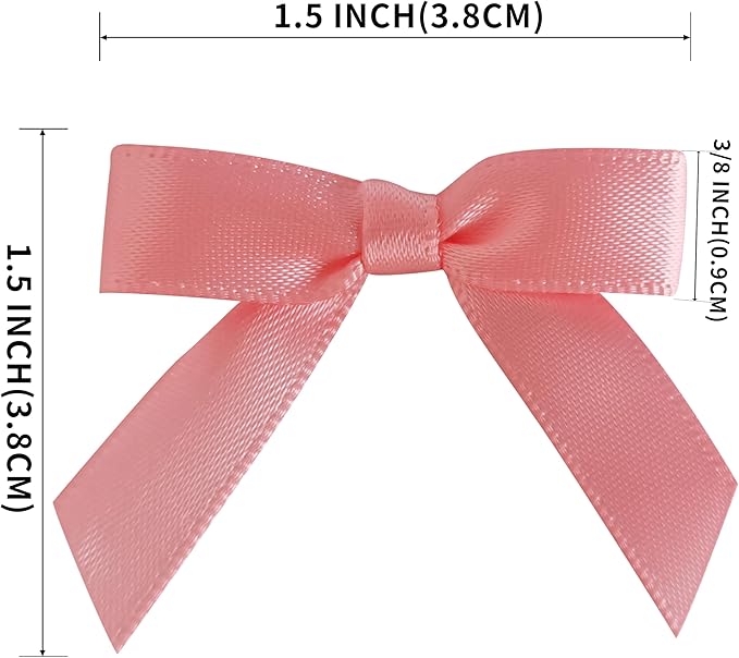 50pcs 1-1/2" Mini Light Pink Satin Ribbon Bows Without Twist Ties - Image 3
