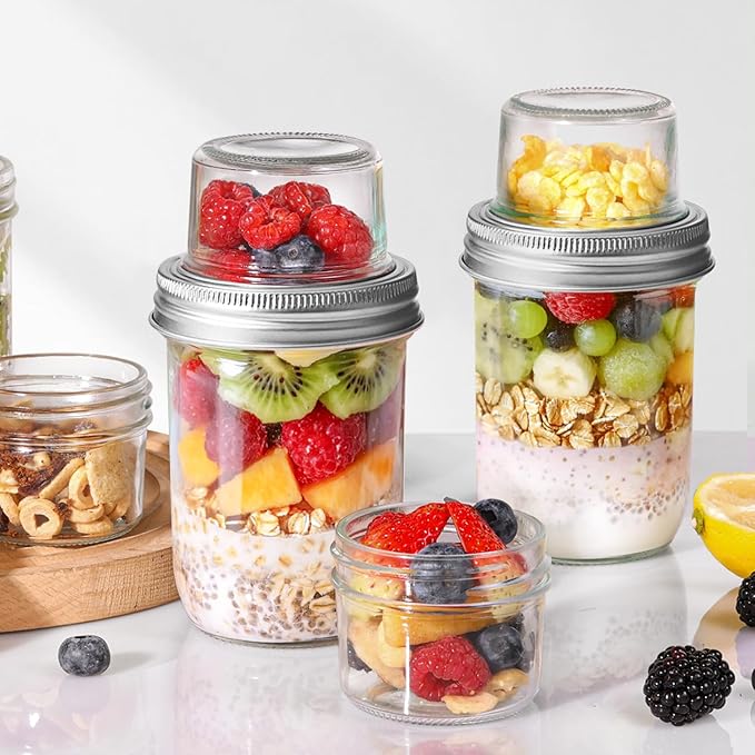 ComSaf 2-Pack 20 oz Overnight Oats Containers - Image 7