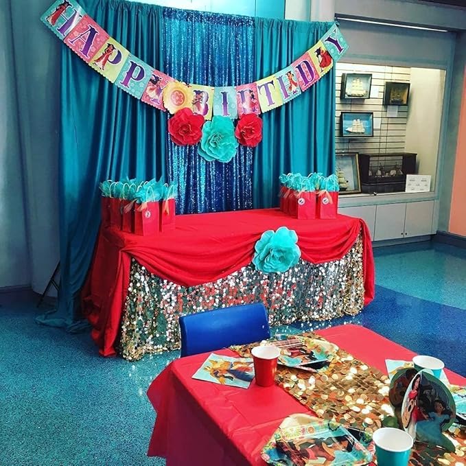 8ft x 8ft Aqua Blue Sequin Backdrop Curtain Sparkle Photo Backdrop - Image 4
