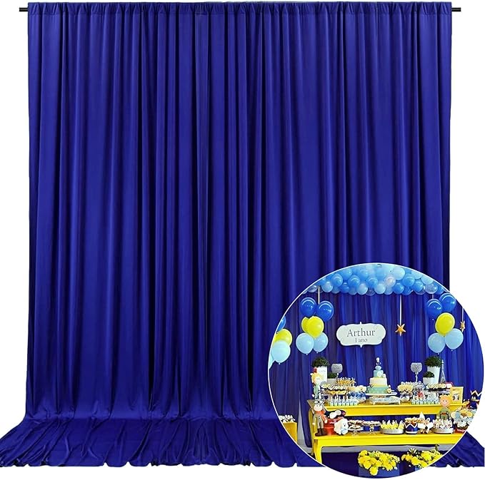 10 x 7 Feet Blue Backdrop Curtain by ZEBMOON