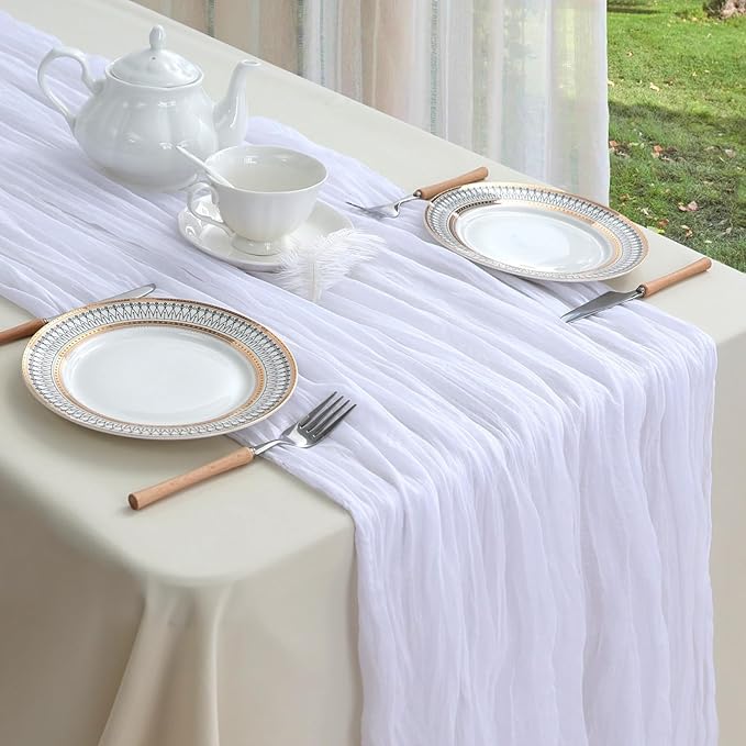 12 Pack White Cheesecloth Table Runner 10ft Boho Gauze Fabric Cheese Cloth - Image 3