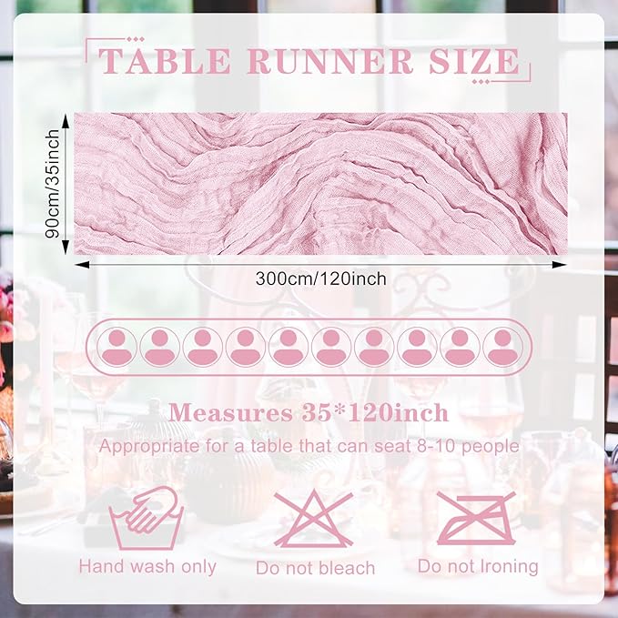 12 Pack Cheesecloth Table Runner 10Ft Christmas Gauze Boho Table Runners - Image 2