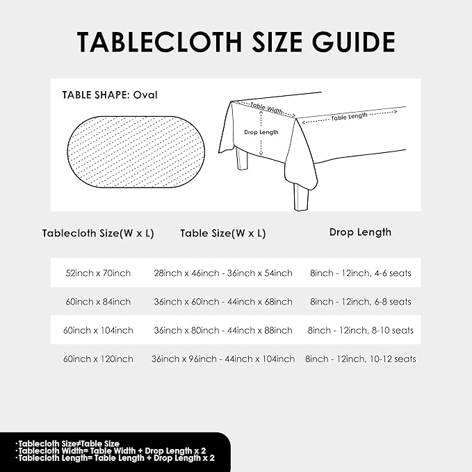 Oval White Tablecloth 60 x 84 Inch Polyester Fabric Washable Table Cloth - Image 7