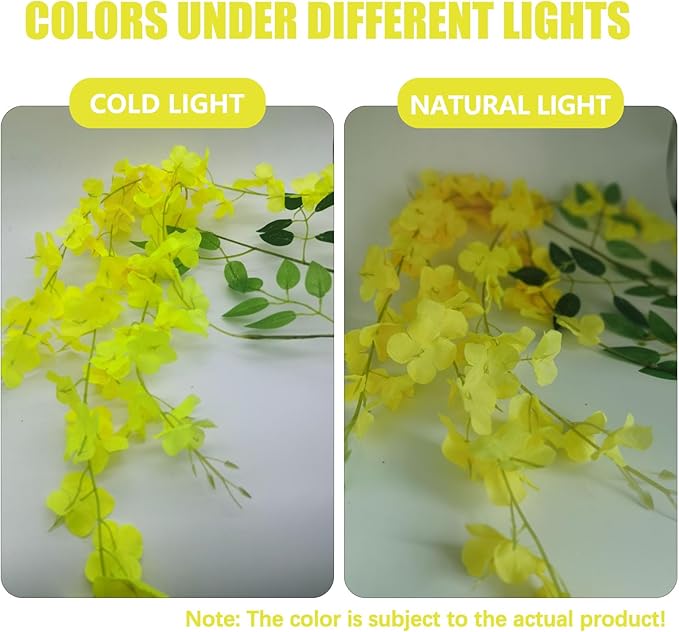 36 Pack Yellow Wisteria Hanging Flowers, 3.44 Ft Fake Hanging Flowers, - Image 3