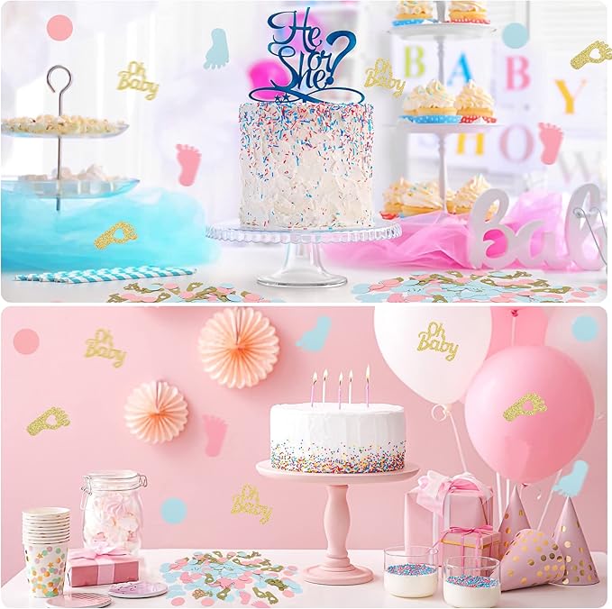 MARFOREVER 350 Pieces Gender Reveal Confetti Baby Shower Decoration Pink Blue - Image 6