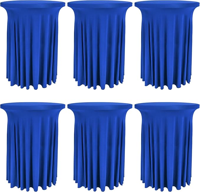 6 Pack Round Cocktail Tablecloth 32"x 43" Spandex Cocktail Table Skirt by Fivenl