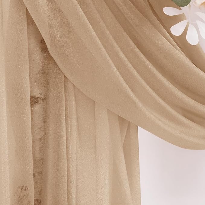 Nude Wedding Arch Draping Fabric 2 Panels 29" x 20 FT Coffee Drapes - Image 4