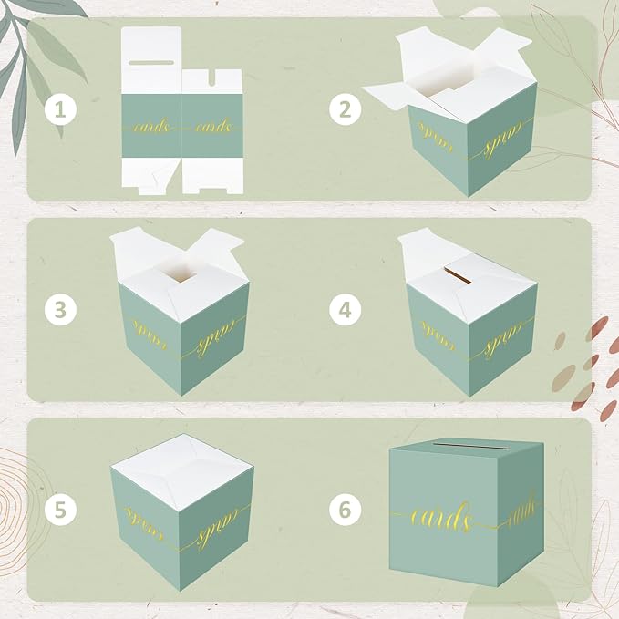 QIKSION Sage Green Wedding Card Box, Wedding Reception, Baby Shower, Graduation - Image 7