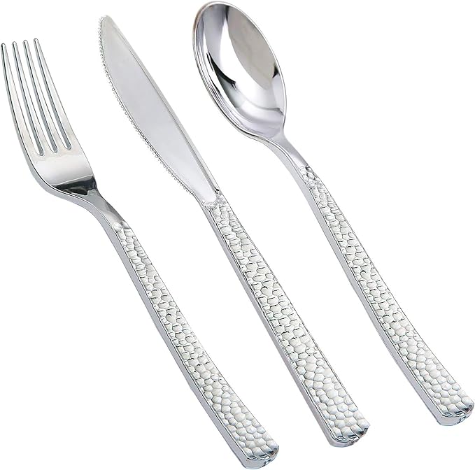 Supernal 180 pieces Silver Plastic Silverware, Disposable Plastic Silverware by supernal