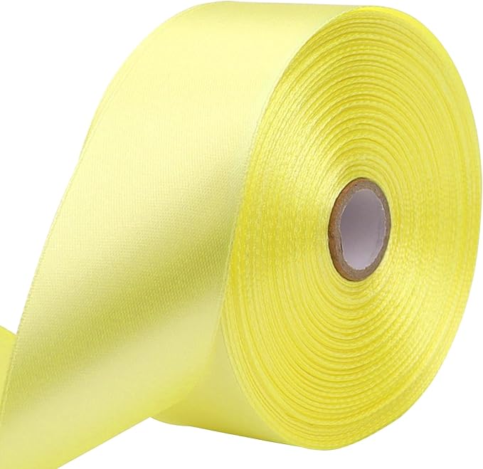 Cream Solid Satin Ribbon 1-1/2 Inch 50 Yards Solid Polyester Fabric Ribbon by Riunbb