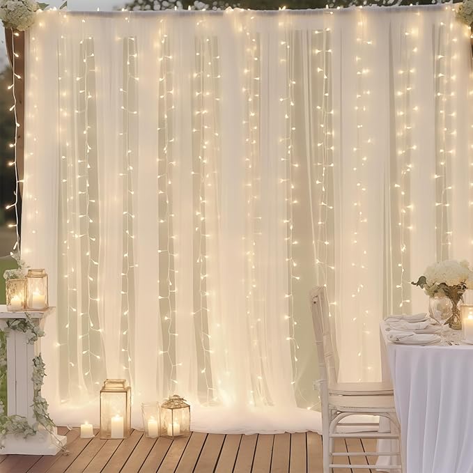 10ft x 10ft Cream White Chiffon Backdrop Curtain - Image 7