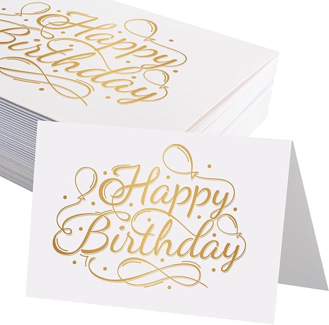 50 Pack 5x7 Birthday Cards, Thick Folded Heavy Card Stock Paper by JagerGreen