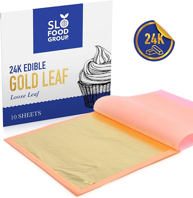 Slofoodgroup - 24 Karat Edible Gold Leaf Loose Sheets - 10 Sheets Gold Leaf Per - Image 4
