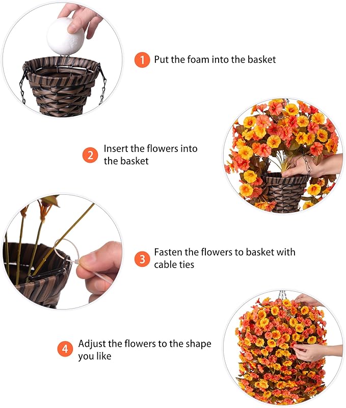Artificial Fall Fake Hanging Flowers Plants Basket - Image 5