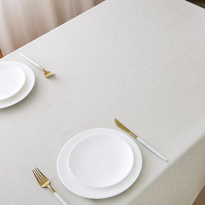 NLMUVW Linen Tablecloth for Rectangle Tables, Water Resistant Textured - Image 2