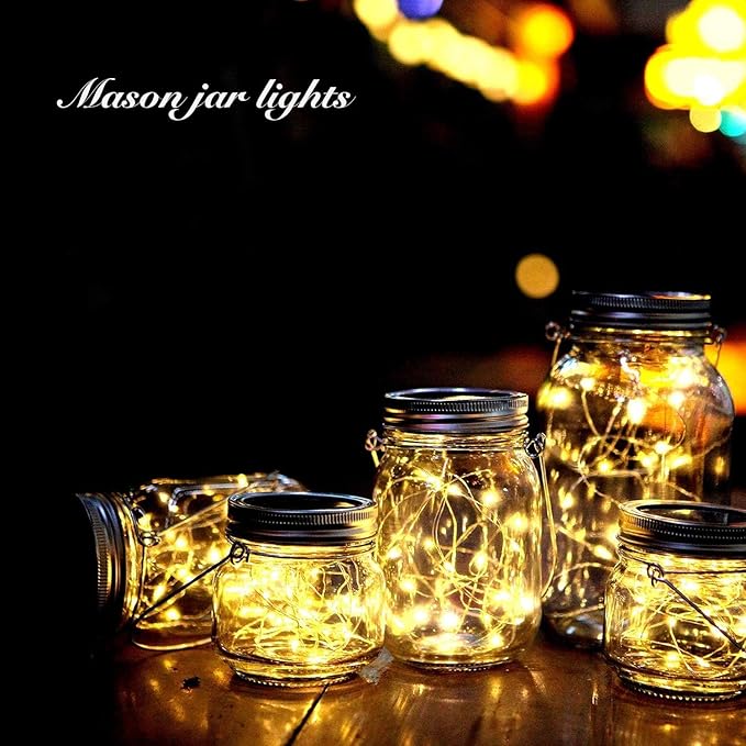 12 Pack Solar Mason Jar Lights for Outside, 30 LED Solar Mason Jar Lids Fairy - Image 4