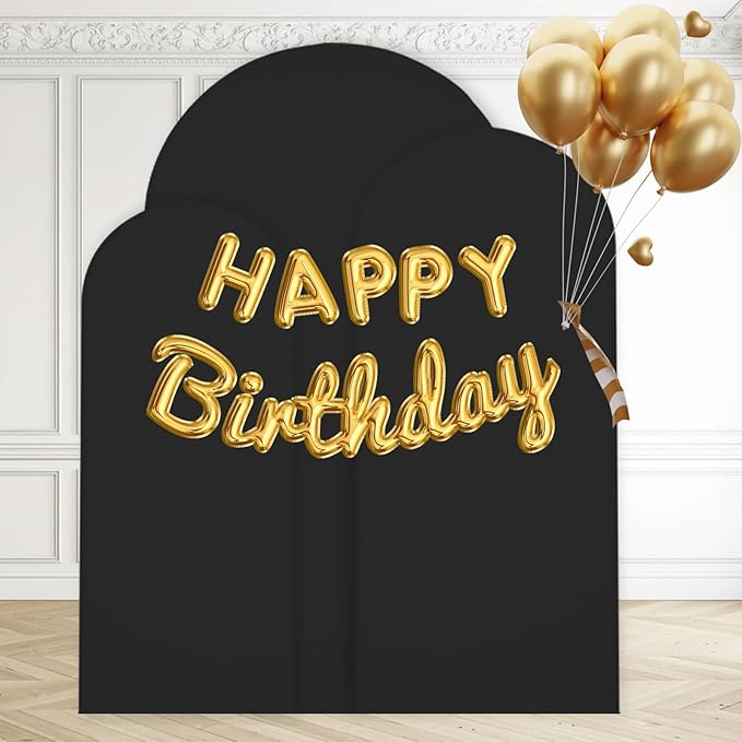 WEERRW Wedding Arch Cover Black Spandex Fitted Set of 3 Balloon Arch Stand - Image 2