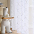 Embroidered Wave Diamond Sheer Curtains White 95 Inches, Window Treatments Rod by MYSTIC-HOME