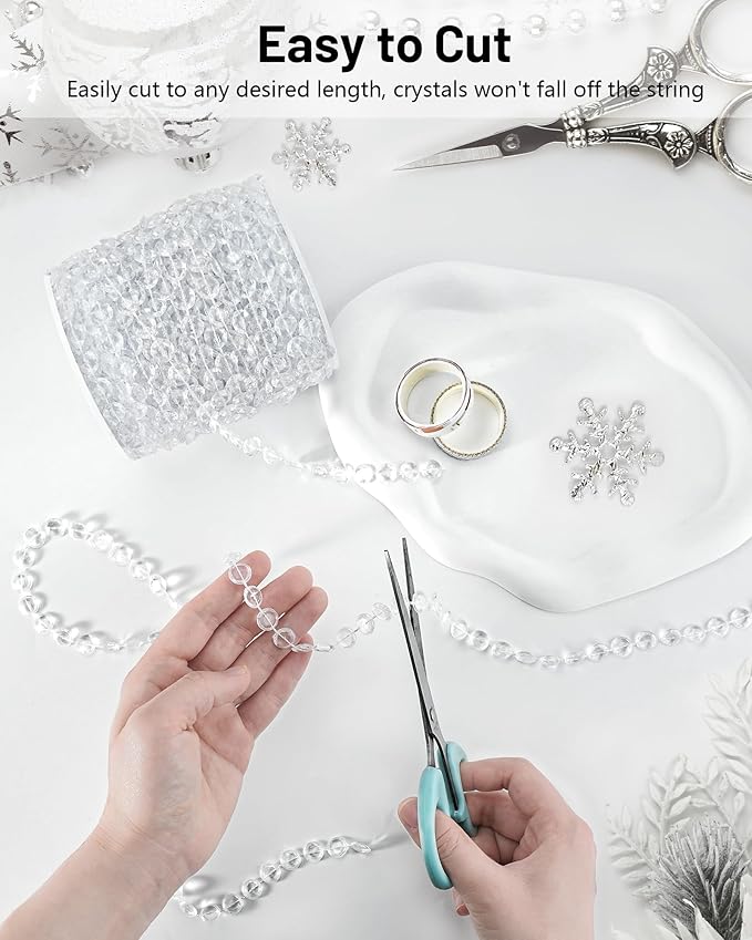 99FT Acrylic Crystal Garland, Iridescent Shimmer Diamond-Shaped Crystal Bead - Image 4