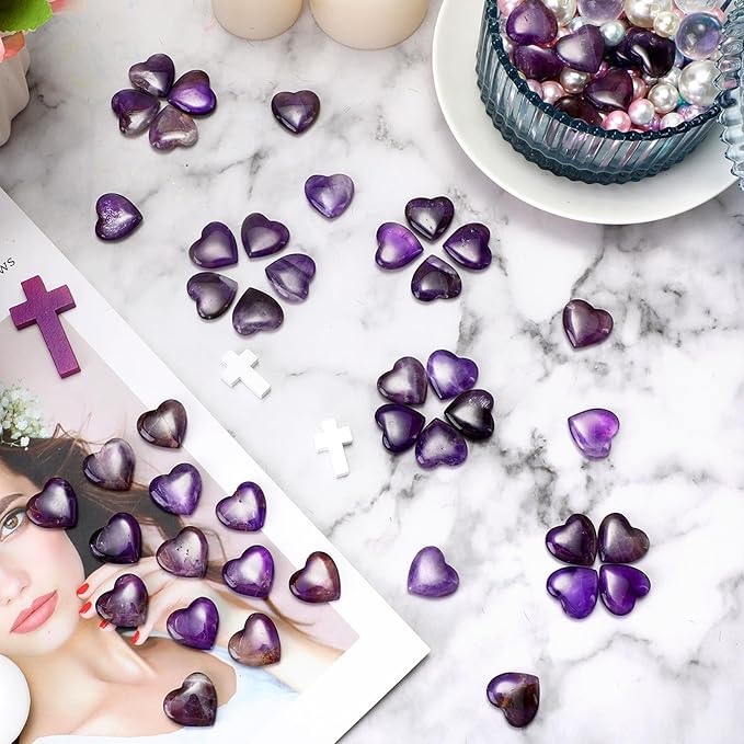 Gerrii 50 Pcs Heart Healing Stone Bulk Quartz Heart Inspirational Stones Gift - Image 7
