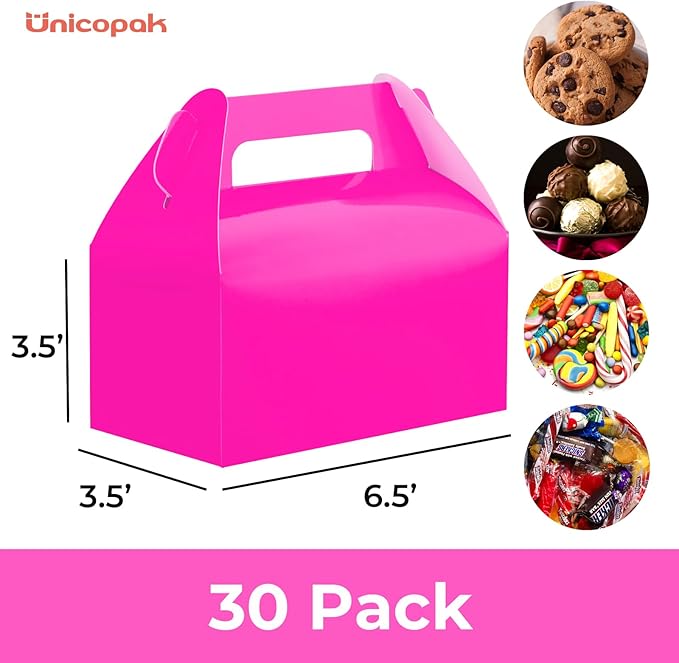 UnicoPak 30 Pack Shiny Hot Pink Gable Gift Boxes Party Favor Boxes, Candy Treat - Image 2