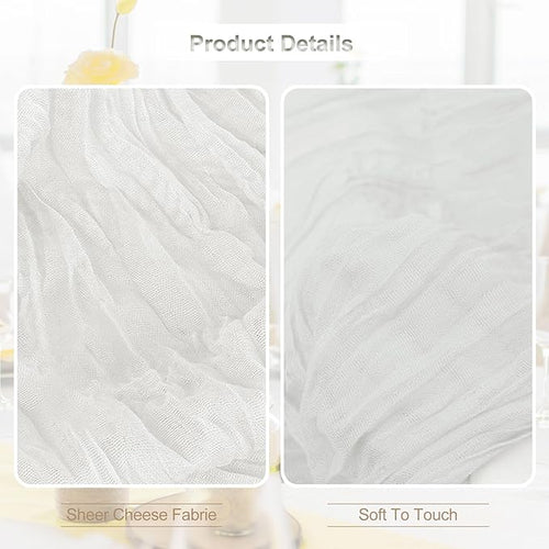 10 Pack White Cheesecloth Table Runner 35x120 Inch 10Ft Rustic Gauze Cheese - Image 2