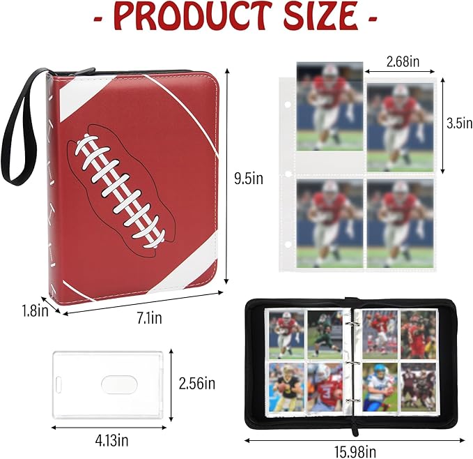 Football Card Binder, Trading Card Binder 4 Pocket, 400 Pockets Card Holder - Image 4