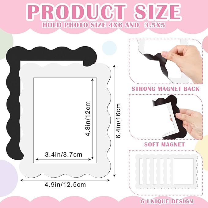 Kingdder 12 Pcs Scalloped Magnetic Picture Frame - Image 2