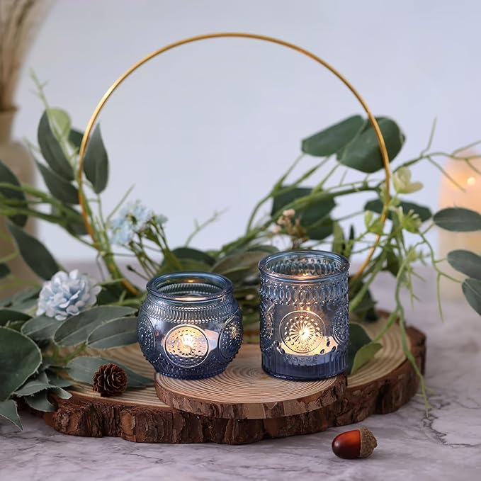 DARJEN Blue Votive Candle Holders Set of 36 - Image 5