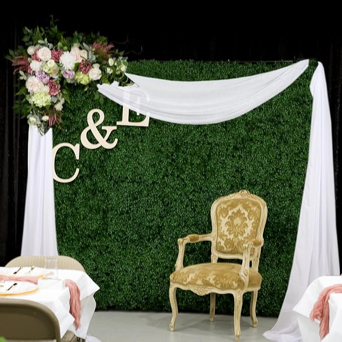 White Wedding Arch Draping Fabric 20Ft Long Chiffon Fabric Drapes 2 Panels - Image 5
