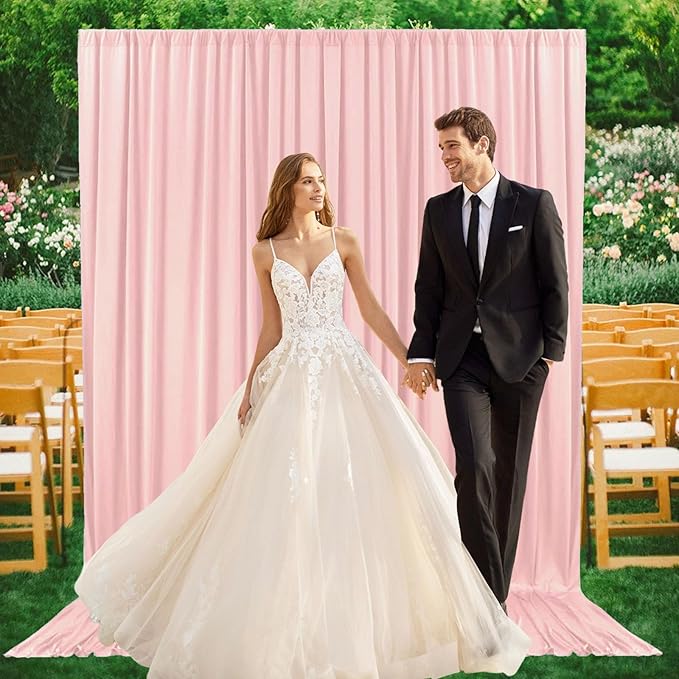 2 Panels Light Pink Backdrop Curtain, 10 x 7 Feet Background Curtains - Image 5