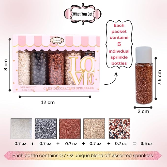 Sprinkles - Confect Sprinkles for Cakes & Cupcakes Decoration Assorted pack of - Image 5