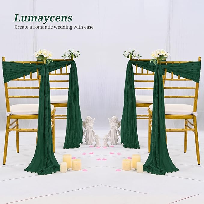 50 PCS Cheesecloth Chair Sashes Bows Wedding Aisle Decorations Chair Ribbon - Image 6