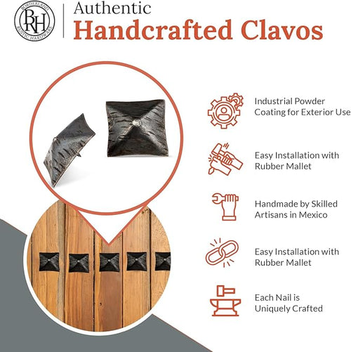 10 Pack 2" Square Head Iron Clavos Decorative Nails – Unfinished – Handmade - Image 2