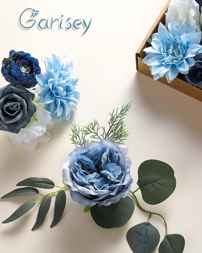 Artificial Flowers Combo Box Set Dusty Blue Flowers - Image 3