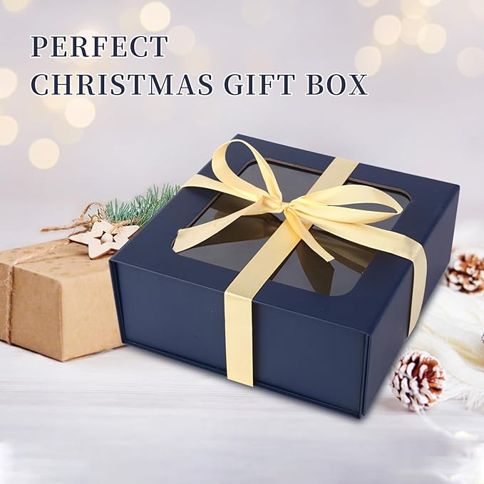 TIACABO Blue Gift Box with Window, 7.5"x7.5"x3.1" Bridesmaid Boxe - Image 4