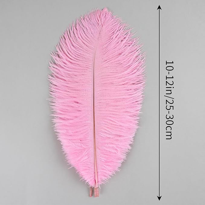THARAHT Pink Ostrich Feathers 12pcs Natural Bulk 10-12Inch 25cm-30cm - Image 2