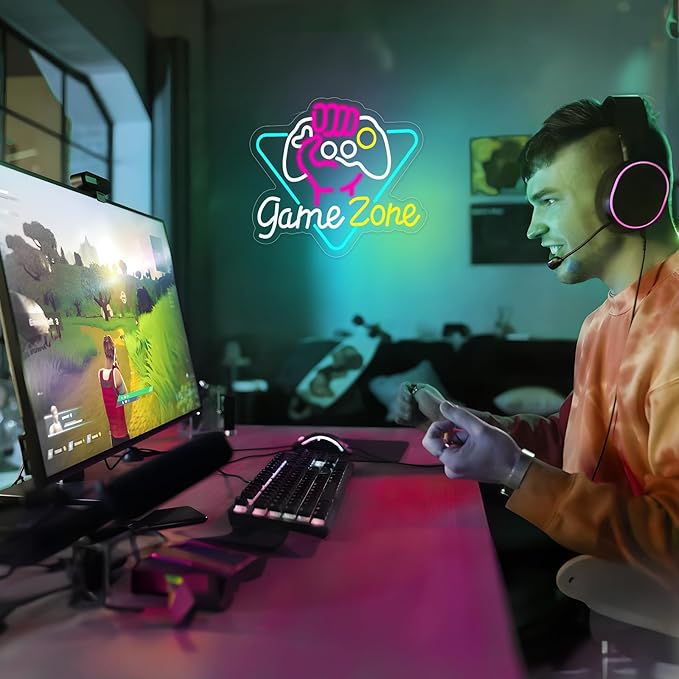 Game Zone Neon Sign Dimmable Gamer Neon Signs Gaming Led Signs - Image 2