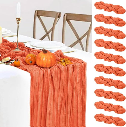 10 Packs Orange Halloween Table Runner Cheesecloth 10FT Fall Burnt Orange by BlueTopCoLtd