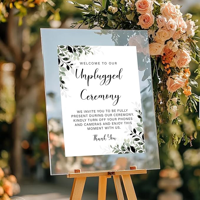 Unplugged Ceremony Wedding Sign – Elegant Greenery Design - Image 3