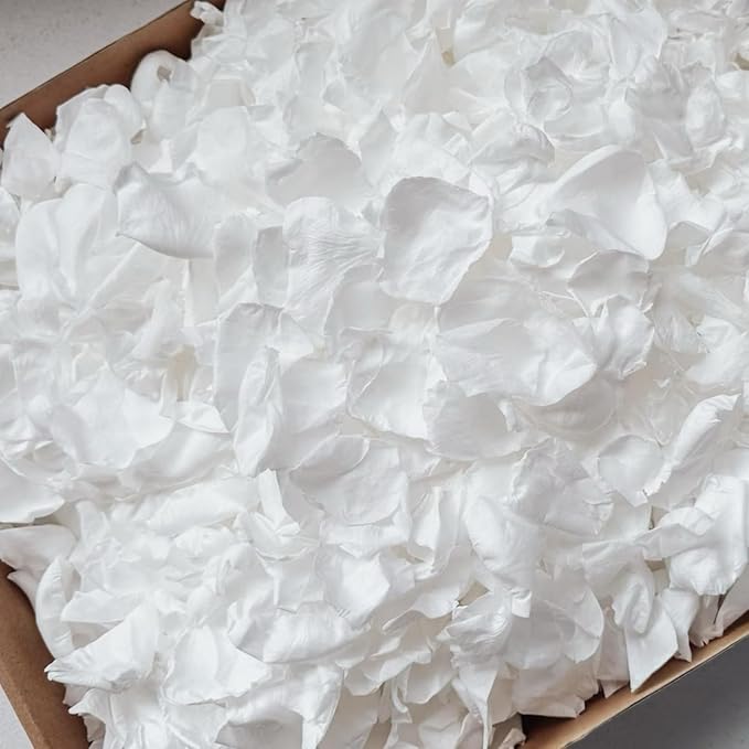 300 PCS Real White Rose Petals for Wedding, 2.82oz Fresh Rose Petals for Flower by Eslibin